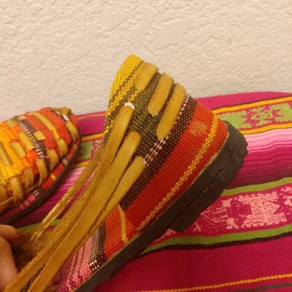 NEW Guatemalan Handmade Leather Boho Bohemian Hippie Shoes Flats Size 7 - Picture 6 of 10